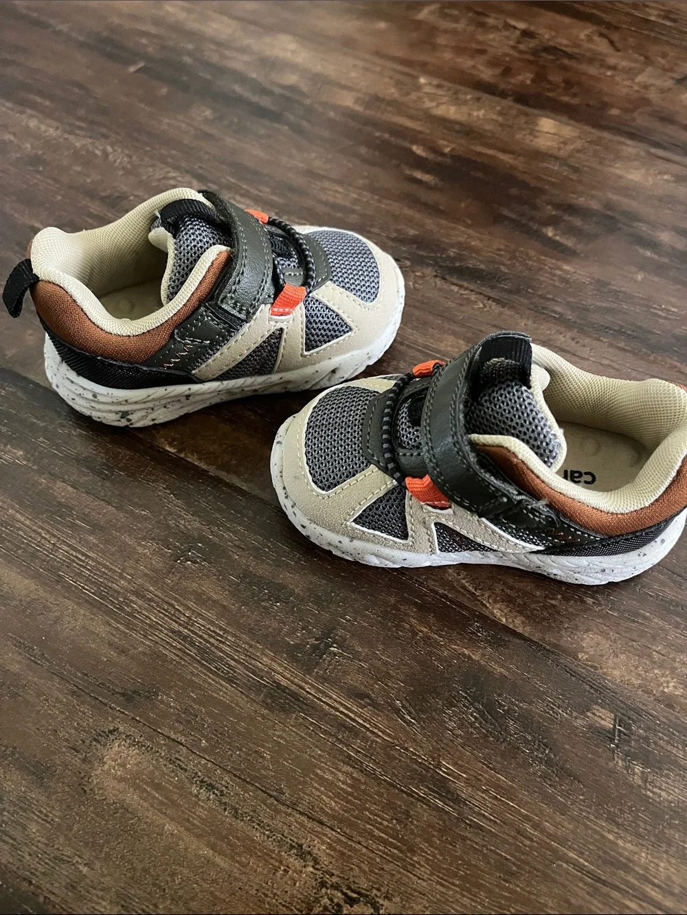 Carter's Gray, Beige & Orange Baby Walker Sneakers